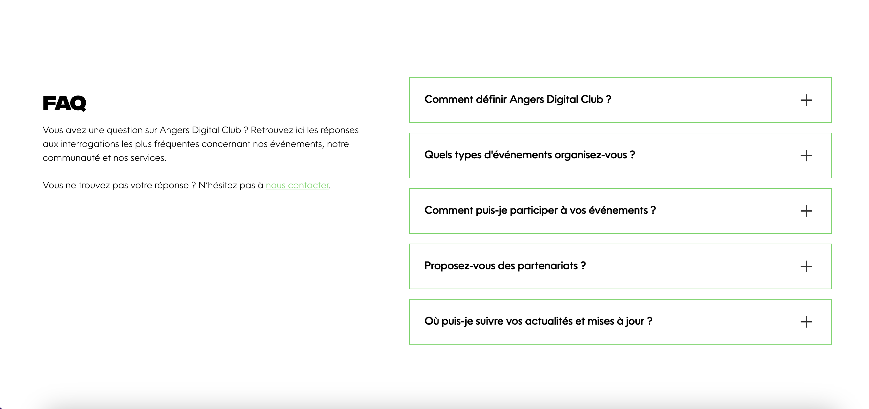 FAQ Angers Digital Club
